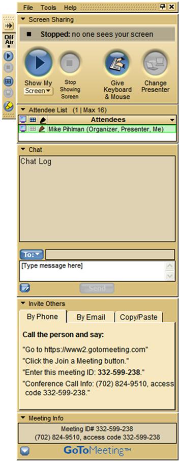 Main ToolBar GoToMeeting