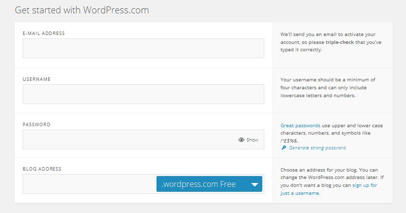 wordpress web site info