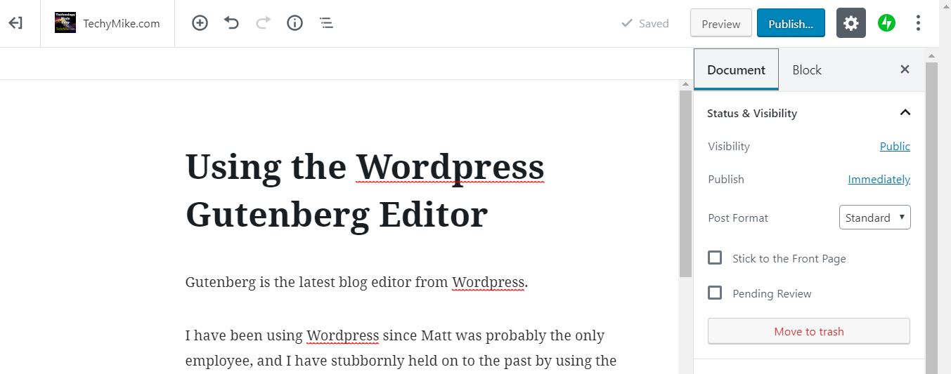 Using the WordPress Gutenberg Editor